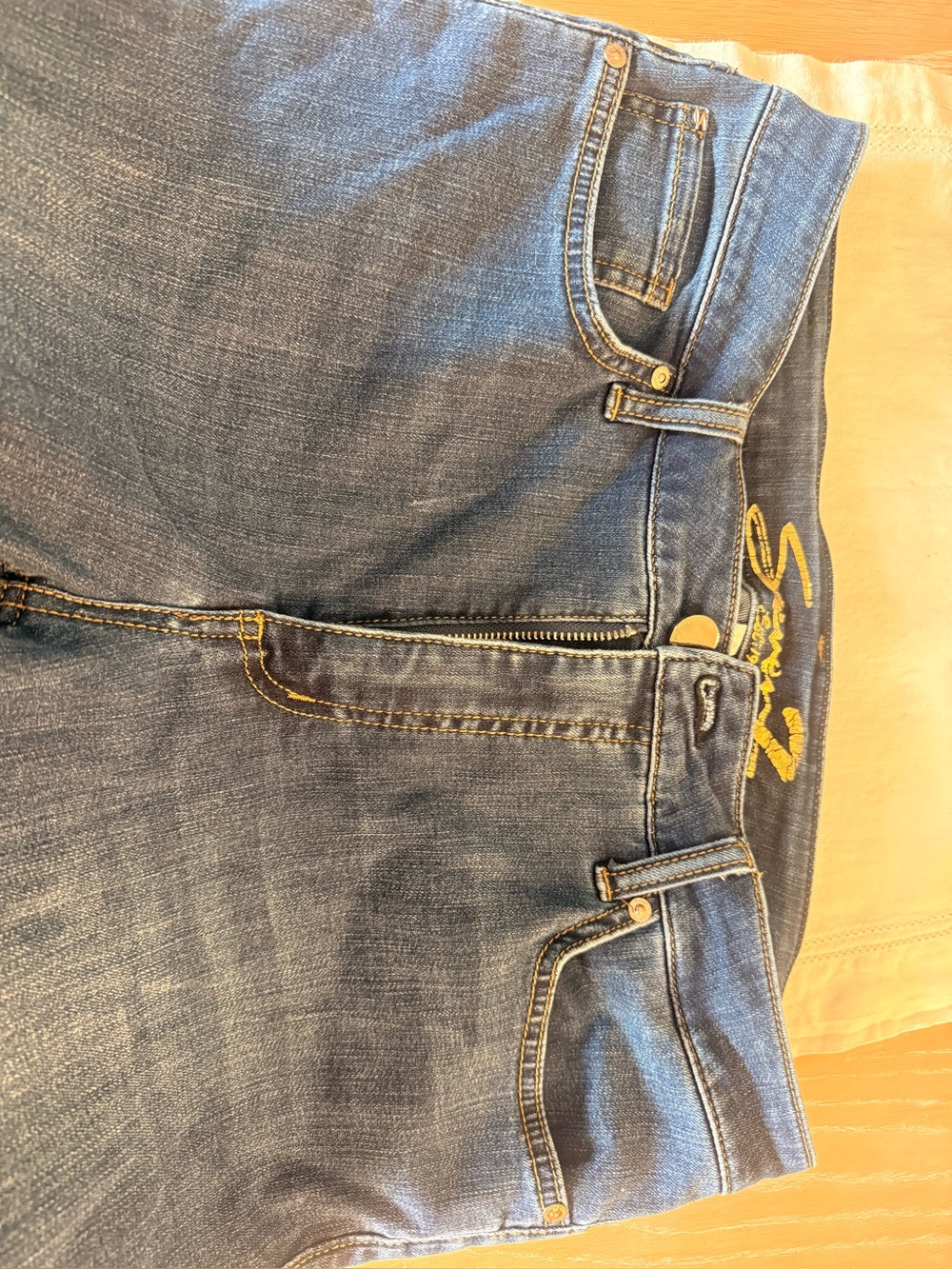 7 For all Mankind Women Blue Denim Jeans with Contrast Stitching